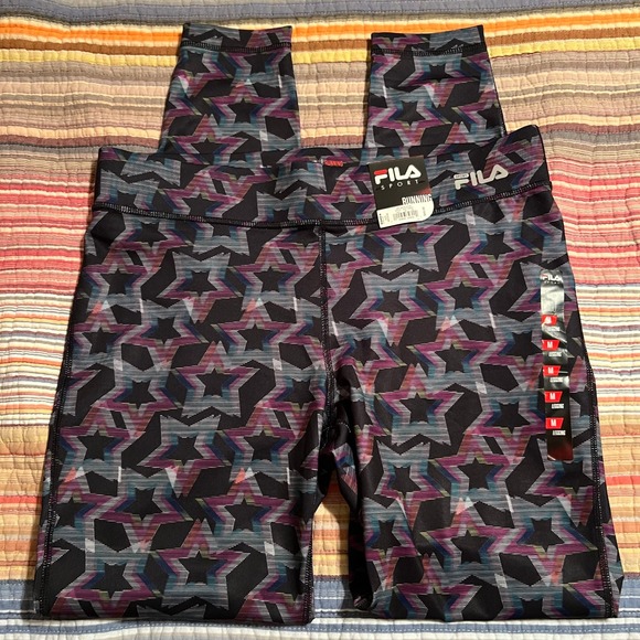 Fila Pants - FILA Sport Neon Star Running Leggings Womens Medium Activewear Tights